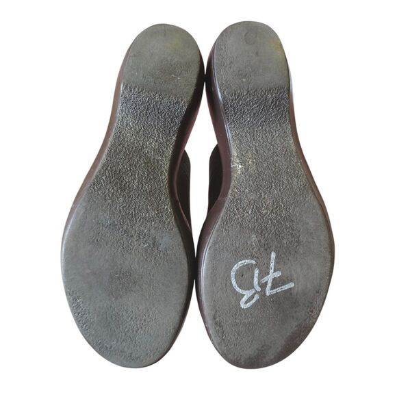 VTG Tommy Hilfiger Brown Leather Platform Slip On Clogs Mules Chunky Heel Y2K 90 - Picture 7 of 8